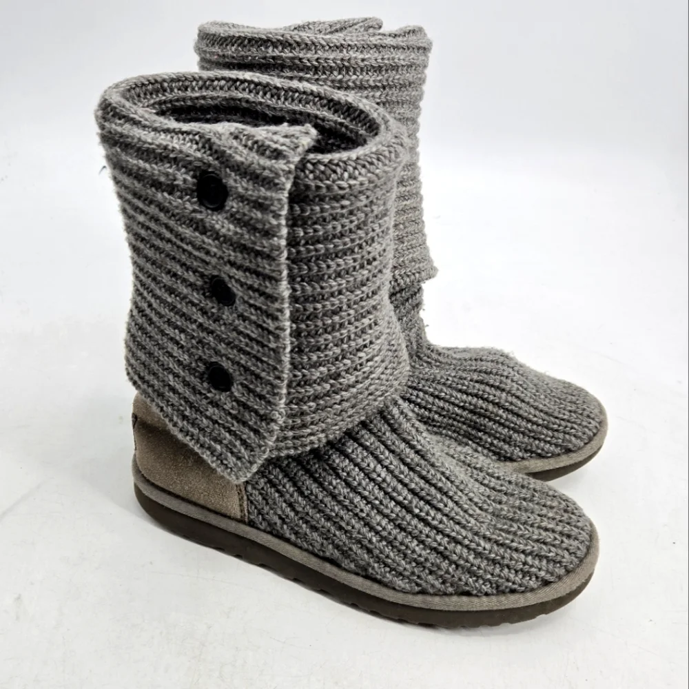 UGG Cardi Gray Knit Button Boots‎